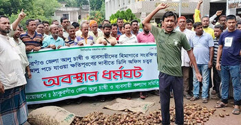 পচা আলু সড়কে ঢেলে অবস্থান ধর্মঘট