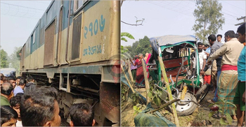 3 killed as train hits auto-rickshaw in Tangail