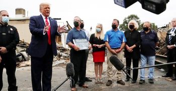 Trump visits Kenosha to back police after shooting