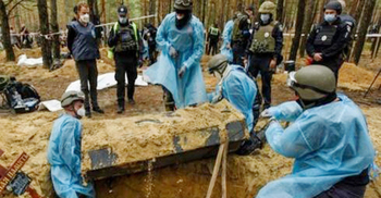 Ukraine says hundreds of bodies found in mass burial site