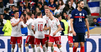 Cornelius scores twice as Denmark stun France