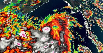 Cyclone Amphan forming in the Bay of Bengal