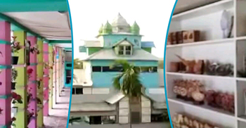 নজর কেড়েছে কাঠের তৈরি পাঁচতলা বাড়ি