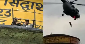 রিল বানাতে গিয়ে পানির ট্যাংকে আটকা, পরে হেলিকপ্টারে উদ্ধার