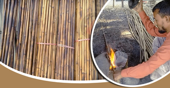 গ্রামজুড়ে চলছে চুলার আগুনে বাঁশ সেঁকা