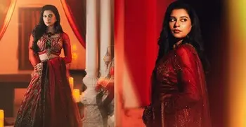 বাংলার লোককাহিনি এবার লেহেঙ্গার নকশায়, নজর কাড়লেন সুনিধি নায়েক
