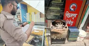 ফুটপাতে চুলা রাখায় বিক্রমপুর মিষ্টান্ন ভান্ডারকে ৫ হাজার টাকা জরিমানা