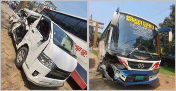 2 siblings killed as bus, microbus collide in Mymensingh