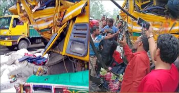 রংপুরে দুই ট্রাকের মুখোমুখি সংঘর্ষে দুই চালক নিহত