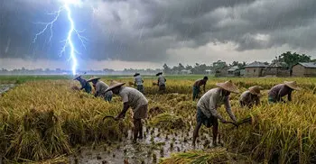 মাঠে ধান কাটার সময় বজ্রপাতে তিন কৃষকের মৃত্যু