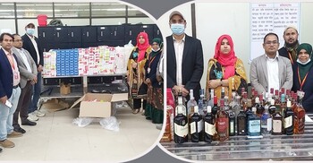 শাহজালালে ৬৭ লিটার অ্যালকোহল ও ৯১৯ কার্টন সিগারেট জব্দ