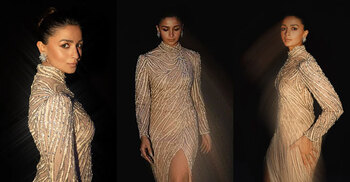 ন্যুড ড্রেসে আলিয়ার ভিনটেজ গ্ল্যামারের ঝলক