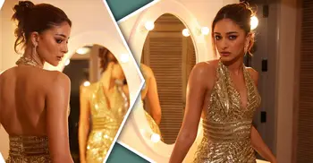 পিঠখোলা গাউনে রেড কার্পেট মাতালেন অনন্যা