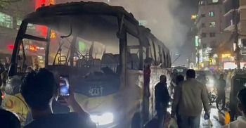 Bus set on fire in Badda again