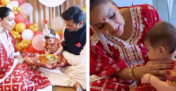 খাঁটি বাঙালিয়ানায় বিপাশার মেয়ের মুখেভাত