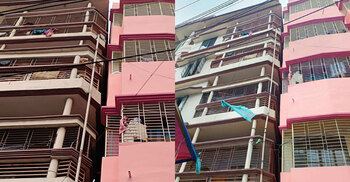 হেলে পড়া সেই ভবন থেকে সরিয়ে নেওয়া হলো বাসিন্দাদের