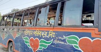 Passenger bus set on fire in Uttara