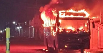 Man killed as arsonists set bus on fire in Mymensingh