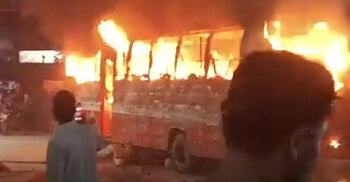 Running bus ablaze at Mohakhali