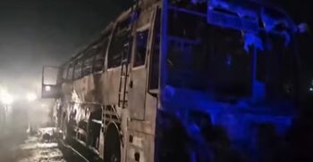 8 killed, more than 20 injured as bus catches fire in India