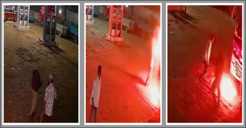 ময়মনসিংহে বাসে আগুন: সিসি ক্যামেরায় যা দেখা গেলো