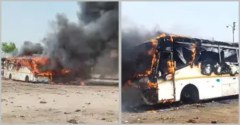 3 buses catch fire at Cumilla terminal