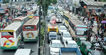 Road blockades cause severe gridlock in Dhaka