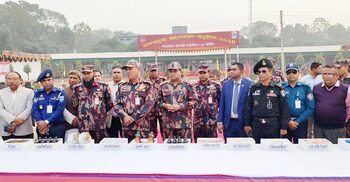 দিনাজপুরে বিপুল পরিমাণ মাদক ধ্বংস করেছে বিজিবি