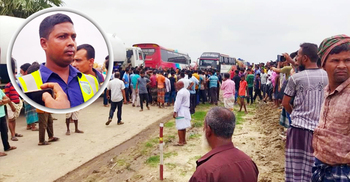 বাসচালকের সহকারীকে পুলিশের মারধর, মহাসড়কে যানজট