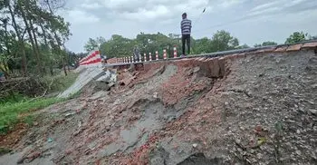 উদ্বোধনের আগেই ধসে পড়ছে ৩ কোটি টাকার সড়ক-সেতু