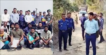 সমুদ্র উপকূল থেকে অবৈধভাবে বালু উত্তোলন, ৯ ড্রেজারসহ আটক ১৩