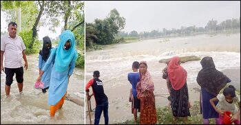 বন্যায় নতুন নতুন এলাকা প্লাবিত, পানিবন্দি কয়েক হাজার মানুষ