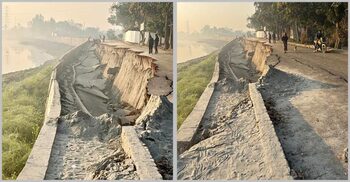 উদ্বোধনের আগেই গভীরে দেবে গেলো ২৬ কোটি টাকার সড়ক