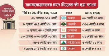 ২০ খেলাপির পেটে সরকারি ছয় ব্যাংকের ৯১ হাজার কোটি টাকা
