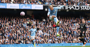 হাল্যান্ডের জোড়া গোল, কিছুক্ষণের জন্য শীর্ষে ম্যানসিটি