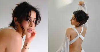 বোল্ড ব্যাকলেস লুকে উষ্ণতা ছড়াচ্ছেন জাহ্নবী