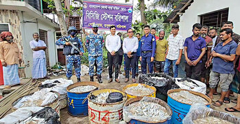 ঝালকাঠিতে ঢাকাগামী বাসে ৪২ মণ জাটকা জব্দ