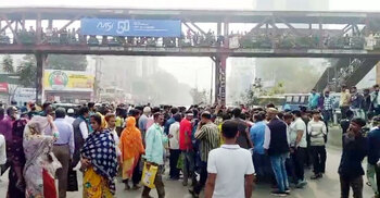 July uprising injureds' protest in Shyamli halts traffic