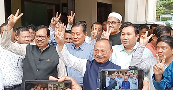 মনোনয়নপত্র জমা দিয়েই নৌকায় ভোট চাইলেন কুজেন্দ্র লাল ত্রিপুরা