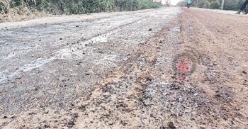 ধুলাবালির ওপর কার্পেটিং, এক বছরও টিকবে না বলছেন স্থানীয়রা