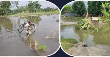 কালভার্ট ধসে পড়ে যোগাযোগ বিচ্ছিন্ন, বিপাকে ৫ শতা‌ধিক প‌রিবার