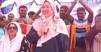 ভাঙা বাংলায় ভোট চেয়ে প্রশংসায় ভাসছেন বিএনপি প্রার্থীর চীনা স্ত্রী