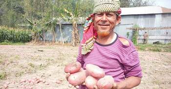 কৃষক মোকছেদুলের নতুন জাতের প্রতিটি আলুর ওজন ৪০০ গ্রাম