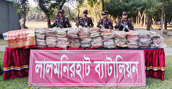 বিজিবির বিশেষ অভিযানে ২৭ লাখ টাকার ভারতীয় শাড়ি জব্দ