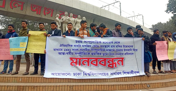 বাবরি মসজিদের স্থলে রাম মন্দির উদ্বোধনের প্রতিবাদে ঢাবিতে বিক্ষোভ