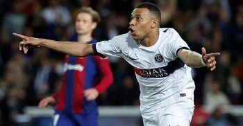 Mbappe scores twice as PSG beat 10-man Barca to reach semi-finals