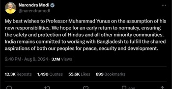 Modi congratulates Yunus