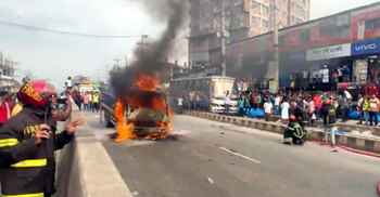 Moving pickup catches fire on Dhaka-Tangail Highway