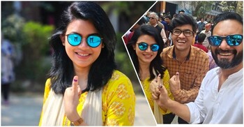 স্বামীর সঙ্গে ভোট দিলেন ‘আয়নাবাজি’র নাবিলা