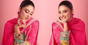 হট পিংকে নীহার ফেস্টিভ স্টাইল স্টেটমেন্ট